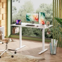 Elektrisch höhenverstellbarer Schreibtisch, 3 speicherbare Höhen für ergonomisches Sitz‑Steh‑Arbeiten, 120×60 cm, 72–118 cm, 120x60x72-118 cm, Weiß(m-2)