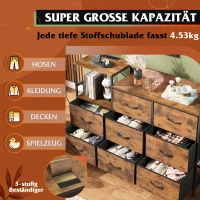 Kommode mit 8 Schubladen, kippsicher und verstellbare Füße, 119.5x29.8x86.1 cm, Rustikales Braun(m-4)