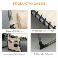 Outsunny Sonnenliege, Faltbare Gartenliege, Klappliege mit Kissen, 5-stufige Rückenlehne, Oxfordstoff, 188 x 57 x 30 cm, Beige(m-6)