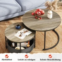 Couchtisch 2er-Set, flexibles 2‑in‑1-Design, modernes Design, 80x80x48.2 cm, Eichenfarbe(m-6)