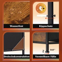 Kommode mit 8 Schubladen, kippsicher und verstellbare Füße, 119.5x29.8x86.1 cm, Rustikales Braun(m-5)