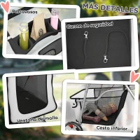 PawHut Carrito para Perros Pequeños con Cesta de Almacenaje Portavasos Ruedas y Cojín Lavable 77x44x102 cm Gris(m-8)