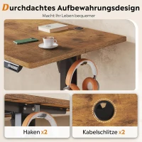 Elektrisch höhenverstellbarer Schreibtisch, leiser Motor mit 3‑fach Memory und Anti‑Kollisionssystem, 120 × 60 cm, 120x60x72-120 cm, Braun(m-3)