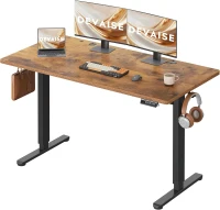 Elektrisch höhenverstellbarer Schreibtisch, leiser Motor mit 3 Speicherplätzen,140×70 cm, 72–118 cm, 140x70x72-118 cm, Braun(m-1)