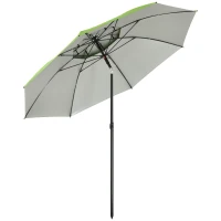 Outsunny Sombrilla de Playa Ø185x205 cm con Techo Doble Ángulo Ajustable Protección UV30+ y Bolsa de Transporte Verde(m-11)