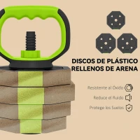 SPORTNOW Juego de Mancuernas Ajustables 25 kg 6 en 1 como Kettlebell Barra Mancuernas Soporte para Flexiones para Gimnasio Casa(m-7)