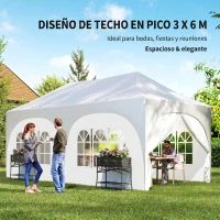 Outsunny Carpa Plegable 6x3 m Pop-up con 6 Laterales Desmontables Altura Ajustable y Bolsa de Transporte Gris Claro(m-4)