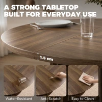 HOMCOM Dining Table for 4-6 People Modern Kitchen Table with Slatted Base 120 cm Round Light Walnut(m-6)