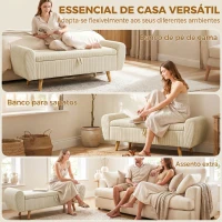 HOMCOM Banco de Arrumação 150 cm Estofado em Veludo Banco de Fundo de Cama com Braços Arredondados e Pés de Madeira Bege(m-7)