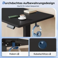 Elektrisch höhenverstellbarer Schreibtisch, leiser Motor mit 3‑fach Memory und Anti‑Kollisionssystem, 120 × 60 cm, 120x60x72-118 cm, Schwarz(m-4)