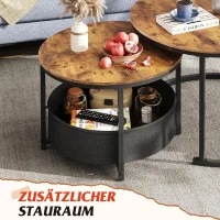 Couchtisch 2er-Set, flexibles 2‑in‑1-Design, modernes Design, 80x80x48.2 cm, Braun(m-4)