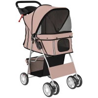 PawHut Carrito para Perros Pequeños con Cesta de Almacenaje Portavasos Ruedas y Cojín Lavable 77x44x102 cm Café(m-1)