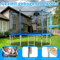Trampolin Outdoor, verstärkten Beintraversen, doppelt gepolstertem Sicherheitsnetz, 366x366x256 cm, Blau(m-11)
