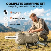 Outsunny Inflatable Tents Waterproof Glamping Tent with Stove Jack for 6-8 Person(m-9)