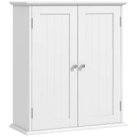 HOMCOM Bathroom Wall Cabinet, 3-Tier Wall-Mounted Bathroom Storage Cabinet with Adjustable Shelf, White(m-1)
