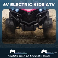 AIYAPLAY 6V Kids ATV, 4 Wheeler Electric Ride on Car with Music and LED Headlights, for Ages 18-56 Months Boys and Girls, Pink(m-4)