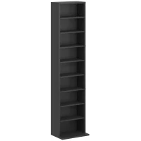 HOMCOM Rangements pour CD et DVD 9 compartiments et 6 étagères réglables capacité max. 260 CD/120 DVD 33 x 24 x 140 cm noir(m-1)
