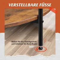 Zweistufiger Rundcouchtisch, viel Stauraum, verstellbare Beine, 83x83x44.5 cm, Braun(m-6)
