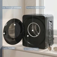 HOMCOM 5kg Vented Tumble Dryer, 1000W Compact Tumble Dryer with 5 Drying Modes, Stainless Steel Tub, Black(m-7)