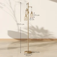 HOMCOM 170.5cm Industrial Dimmable Standing Lamp, 3-Light Floor Lamp with Steel Wire Cage Lampshades, Gold Tone(m-3)