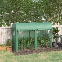 Outsunny Serra da Giardino 3x1x2m con 2 Porte Avvolgibili e 4 Finestre, Serra per Orto, Struttura Acciaio e Copertura PE, per Piante Verdure Fiori Frutta, Anti UV, Verde(m-10)