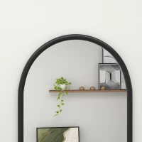 HOMCOM Miroir mural arche, 110 x 65 cm Cadre en bois, Miroir arqué pour le salon, la chambre, l'entrée, noir(m-9)