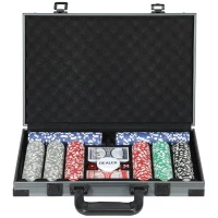 Pokerset SPORTNOW - Pokerkoffer met 400 Chips, 2 Kaartspellen, 5 Dobbelstenen, Dealer-Schijf, Speelmat(m-1)