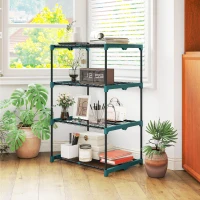 Outsunny Portapiante a 4 Livelli Aperti in Acciaio e Plastica, 67x49x105 cm, Verde Scuro(m-9)