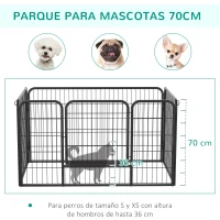 PawHut Parque para Mascotas Rectangular Jaula para Perros 4 Vallas de Metal con Puerta y Doble Cerradura Cerca de Entrenamiento 125x80x70 cm Negro(m-5)