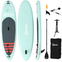 Outsunny Tabla de Paddle Surf Hinchable 320 cm, con Superficie Antideslizante Remo de Aluminio Ajustable Quilla Bomba y Mochila(m-11)