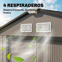 Outsunny Caseta de Jardín Exterior con Base de Refuerzo Sin Suelo 213x130x185 cm con 2 Puertas Correderas y 4 Ventanas Marrón(m-8)