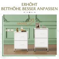 Nachttisch mit 2 Schubladen, vielseitig einsetzbar, viel Stauraum, 39.8x29.8x63.1 cm, Weiß(m-6)