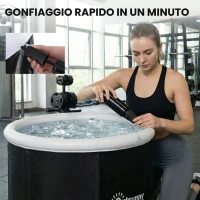 Outsunny Vasca di Ghiaccio da 280L per Sportivi con Copertura e Pompa, Ø78x71 cm, Nero(m-7)
