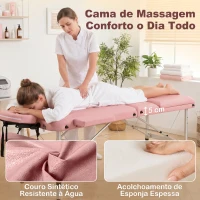 HOMCOM Marquesa de Massagem Dobrável em Alumínio com Altura Ajustável, Apoio de Cabeça e Estrutura Estável, Rosa(m-5)