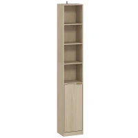 HOMCOM Bookcase Adjustable Shelf Bookshelf Anti-Tip Hardware 6-Tier Storage Cabinet Oak Wood Effect(m-1)