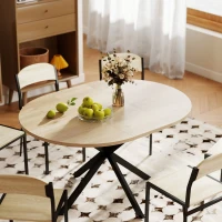 HOMCOM Extendable Dining Table for 4-6, Industrial Kitchen Dinner Table with Butterfly Leaf and X-Shape Base, Natural Wood(m-10)