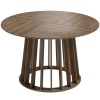 HOMCOM Dining Table for 4-6 People Modern Kitchen Table with Slatted Base 120 cm Round Light Walnut(m-1)