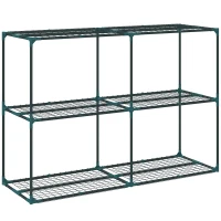 Outsunny Portapiante a 3 Livelli Aperti in Acciaio e Plastica, 143x48x100 cm, Verde Scuro(m-1)
