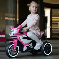 Elektrisches Kinder-Motorrad, leuchtenden Rädern, Vor-/Rückwärtsbetrieb und Echtzeit-Akkuanzeige, 78.1x40.6x51.5 cm, Rosa(m-14)
