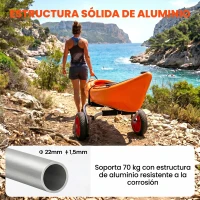 Outsunny Carro de Transporte Kayak Plegable Barco Canoa Carrier Remolque Carretilla Carga 70kg con Ruedas Portacanoas 62x35x30cm(m-6)