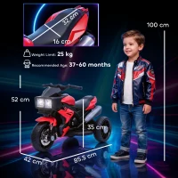 AIYAPLAY Kids Electric Motorcycle Ride-On Toy, 3-Wheel Battery-Operated Motorbike with Horn, Toddler Ride On Bike, Red(m-3)