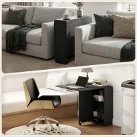 HOMCOM Mesa de Cocina Plegable con 2 Ruedas 2 Estantes de Almacenaje y 2 Alas Abatibles Estilo Moderno 75x140x74 cm Negro(m-9)