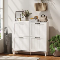 HOMCOM Mueble para Zapatos 4 Cajones Abatibles Ahorraespacio con Estantes Regulables Blanco(m-16)