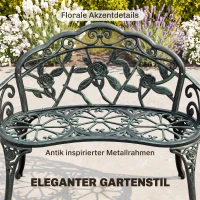 Outsunny Tweedezits Tuinbank 100 cm, Antiek Groen voor Tuin Comfort voor Gezins en Rustbank(m-4)