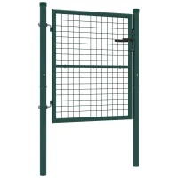 Outsunny Cancello da Giardino in Acciaio 97x150 cm, Cancelletto da Giardino con Serratura, 3 Chiavi, Maniglia e 2 Pali(m-11)