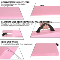 HOMCOM Trainingsmat Opvouwbare Fitnessmat met Handgrepen voor Yoga, MMA, Fitness, Pilates, Synthetische Bekleding, 180 x 60 x 5 cm, Roze(m-6)
