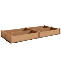 Outsunny Carré Potager en Bois Lit de Jardin Surélevé 4 Zones de Culture Fond Ouvert Montage sans Outil 234x109x25cm Marron Clair(m-1)