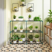 Outsunny Portapiante a 3 Livelli Aperti in Acciaio e Plastica, 143x48x100 cm, Verde Scuro(m-9)