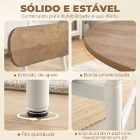 HOMCOM Conjunto de Mesa e 4 Cadeiras de Jantar para Espaços Pequenos, Natural e Branco(m-6)