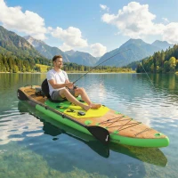 Outsunny Tabla Paddle Surf Hinchable SUP Extra Largo de 335 cm con Asiento Remo Convertible Aletas Bomba y Mochila Carga 180 kg(m-9)